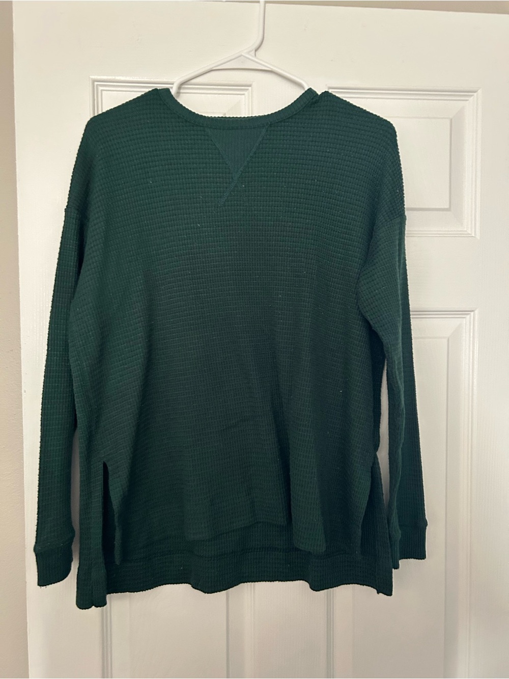 American Eagle Outfitters Forest Green Waffle Crewneck Sweater